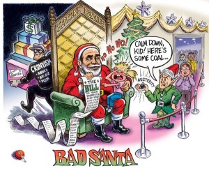 bad-santa-ben-bernanke-gives-the-bill-to-crying-child-elf-gives-coal-of-austerity-crony-banks-and-big-business-run-off-with-the-money-and-presents